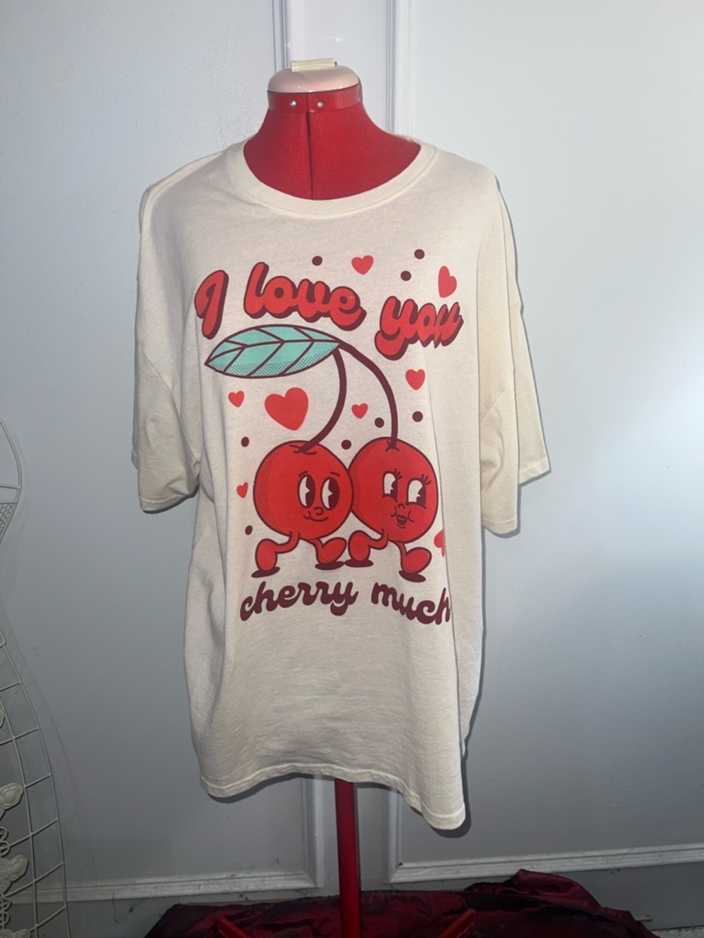 Women’s Graphuc Cherry - 'I Love You Cherry Much' T-shirt size 2X